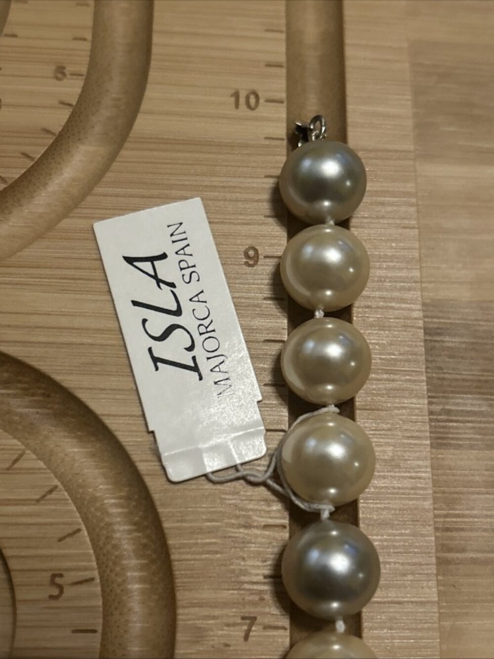 Vintage Isla Mallorca 12mm Glass Pearl Necklace 18" White Gray As-Is Repair DIY - Picture 5 of 16